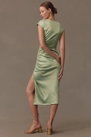 BHLDN Francesca High-Neck Stretch Satin Midi Dress