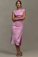 BHLDN Francesca High-Neck Stretch Satin Midi Dress