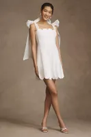 BHLDN Izzy Bow Scallop-Trim A-Line Mini Dress