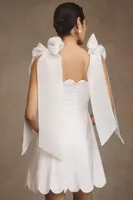 BHLDN Izzy Bow Scallop-Trim A-Line Mini Dress