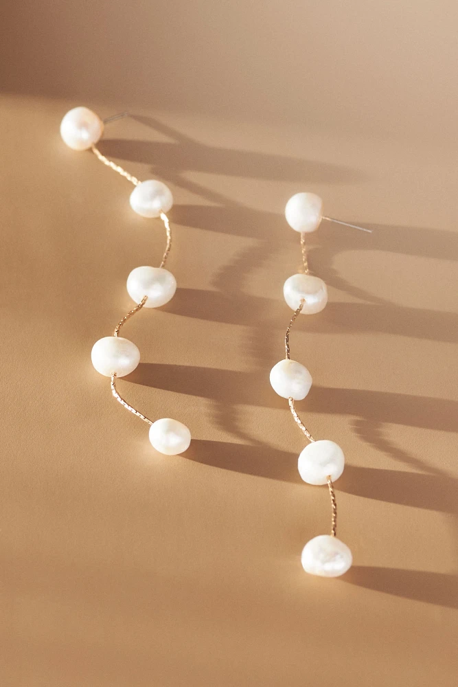 Ettika Dripping Pearl Delicate Drop Earrings