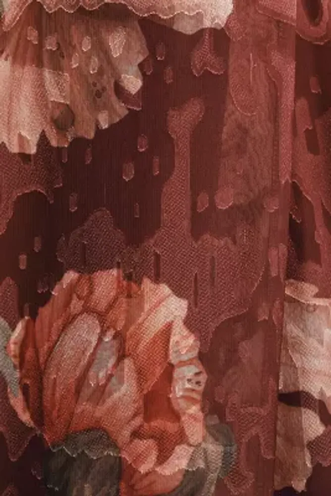 Hutch Senna Floral Flutter-Sleeve Tiered Maxi Wrap Dress