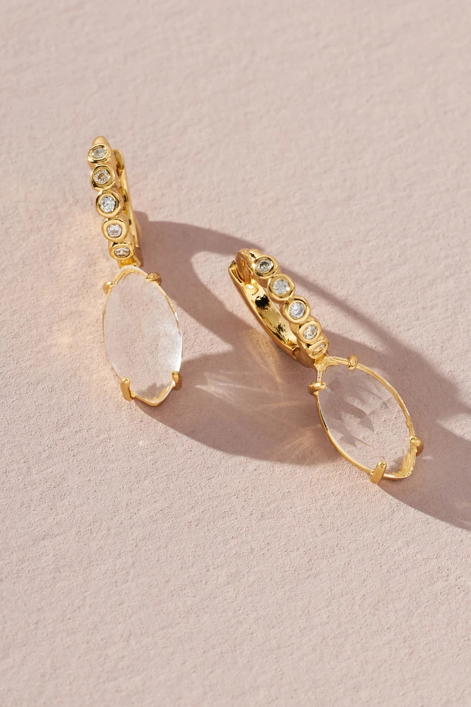 Crystal Hoop Stone Pendant Earrings