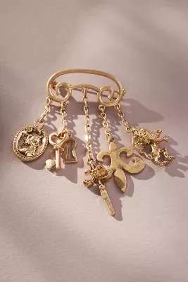 Assorted Charms Chain Brooch