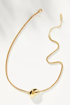 Ribbed Chain Bean Pendant Necklace