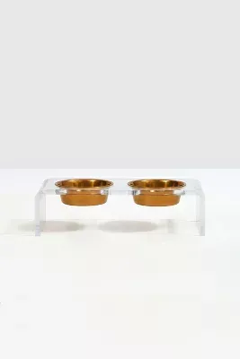 Hiddin Small Clear Double Pet Bowl Feeder