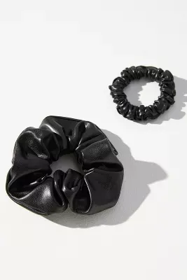 Corinne Faux Leather Scrunchies, Set of 2