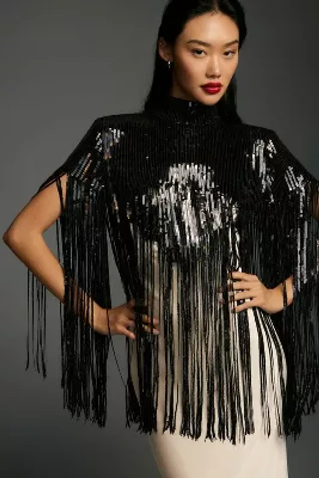 AMEERA SEQUIN FRINGE CAPE – LadyTee Collection