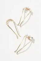 Pearl & Crystal Embellished Hair Pins, Set of 3