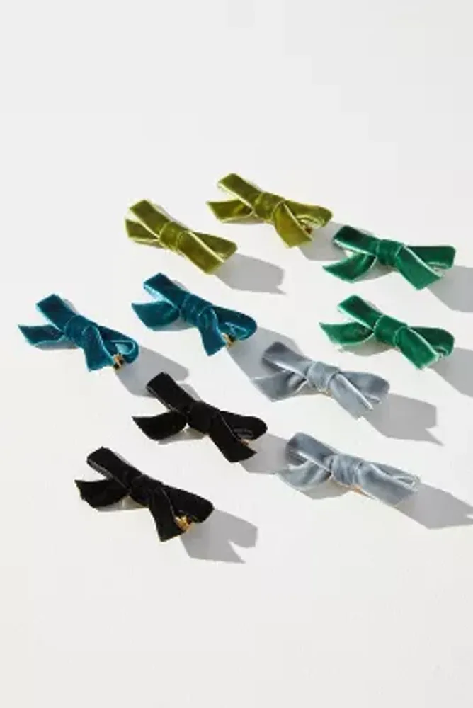 Small Velvet Bow Clips, Set of 10