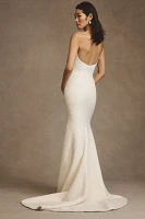 Watters Addie Strapless Tweed Wedding Gown