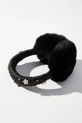 Pearl-Embellished Faux Fur Earmuffs