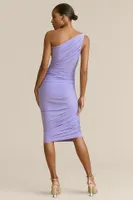 Norma Kamali Diana One-Shoulder Ruched Knee-Length Dress