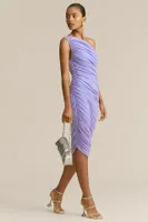 Norma Kamali Diana One-Shoulder Ruched Knee-Length Dress