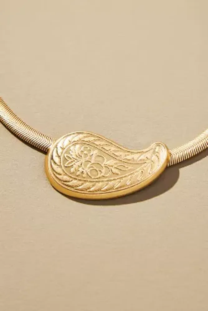 Paisley Pendant Snake Chain Necklace