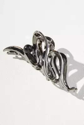 Metal Squiggle Pearl Hair Claw Clip