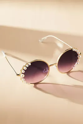 Eyeking Pearl Embellished Round Sunglasses