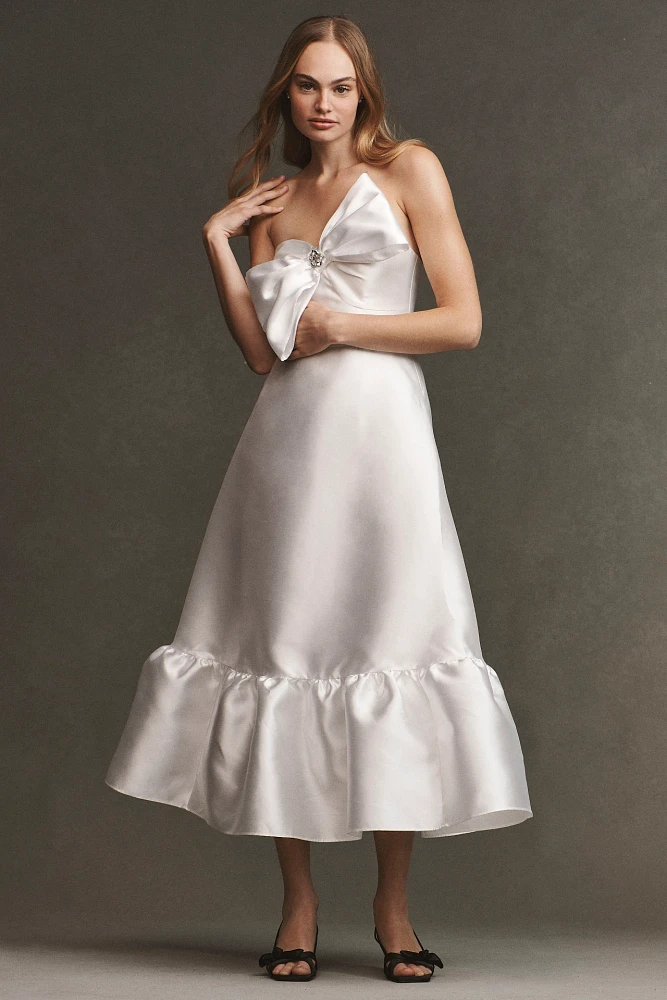 Hutch Strapless Crystal Bow-Tie Midi Dress