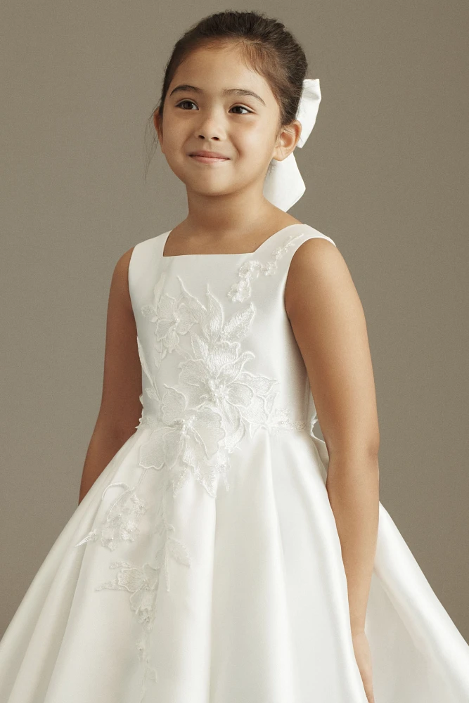 Princess Daliana Embroidered Satin Flower Girl Dress