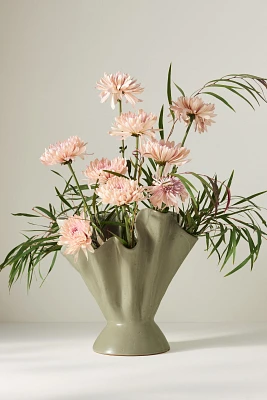 Ruffle Sage Ceramic Vase