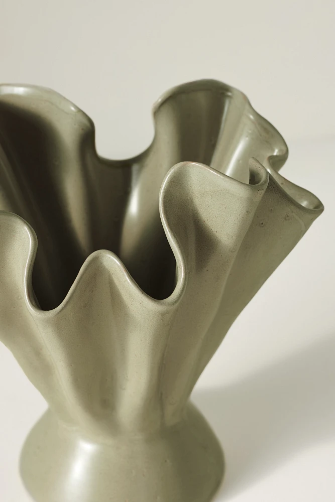 Ruffle Sage Ceramic Vase