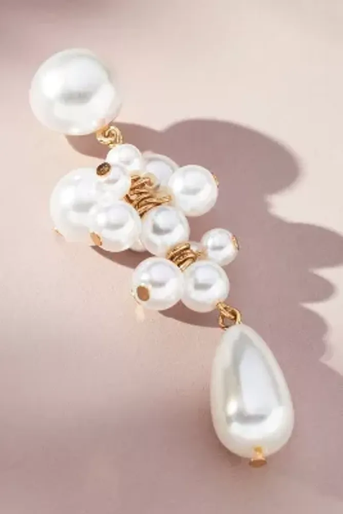 Clustered Pearl Drop Earrings