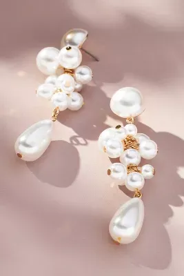Clustered Pearl Drop Earrings