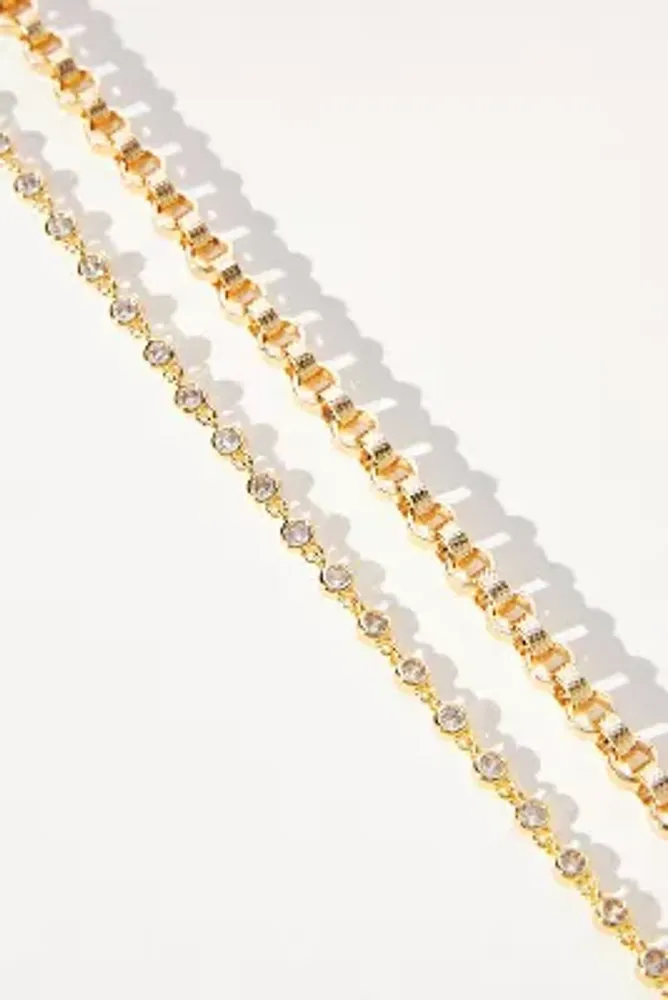 Delicate Crystal Bracelets, Set of 2