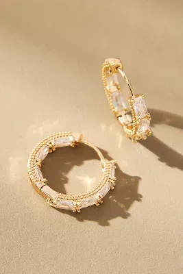 Crystal Baguette Hoop Earrings