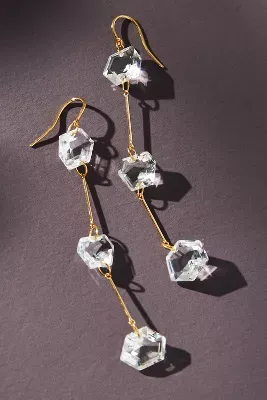 Triple-Crystal Drop Earrings