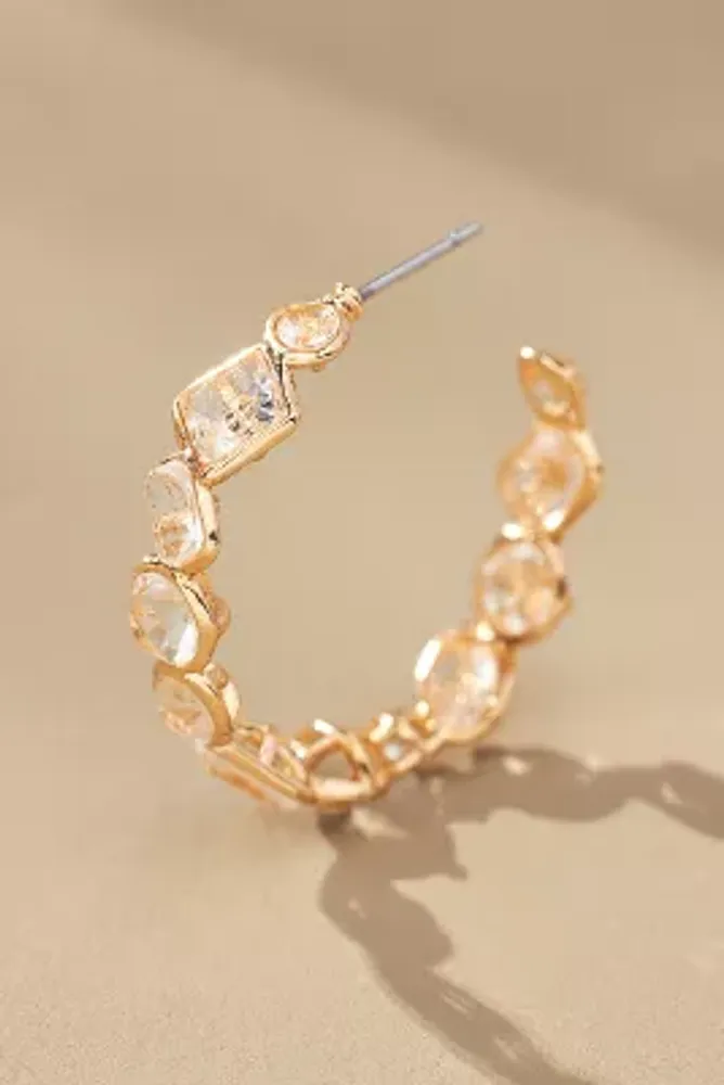 Crystal Shapes Open Hoop Earrings