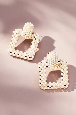 Pearl Square Drop Earrings