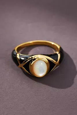 Jackie Mack Lyra Enamel Pearl Ring
