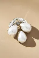 Three-Pearl Crystal Brooch