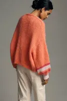 By Anthropologie Stripe-Sleeve Cardigan Sweater