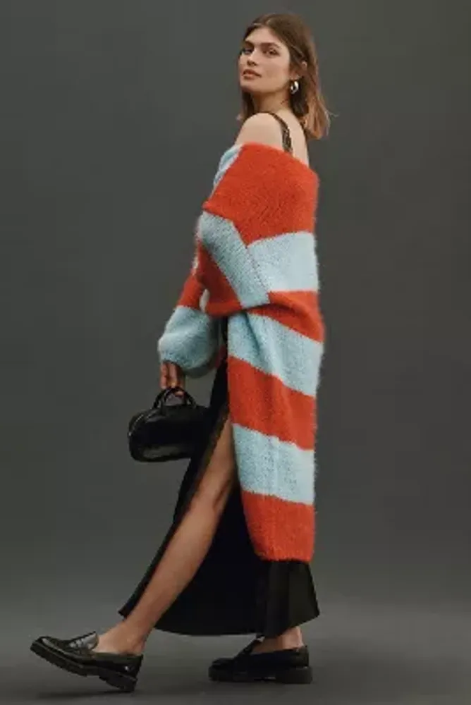 By Anthropologie Striped Long Cardigan Sweater