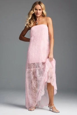 BHLDN Anna Strapless Sheer Lace Maxi Dres