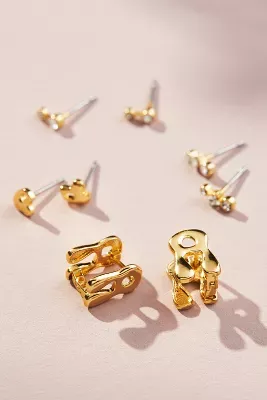 Set of 4 Groovy Monogram Earrings
