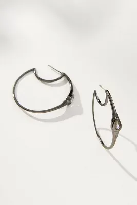Thin Faceted Hoop Earrings