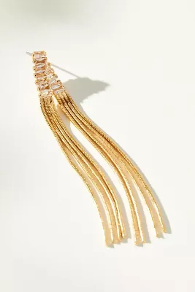 Crystal-Topped Multi-Strand Drop Earrings