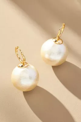 Oversized Pearl Huggie Earrings