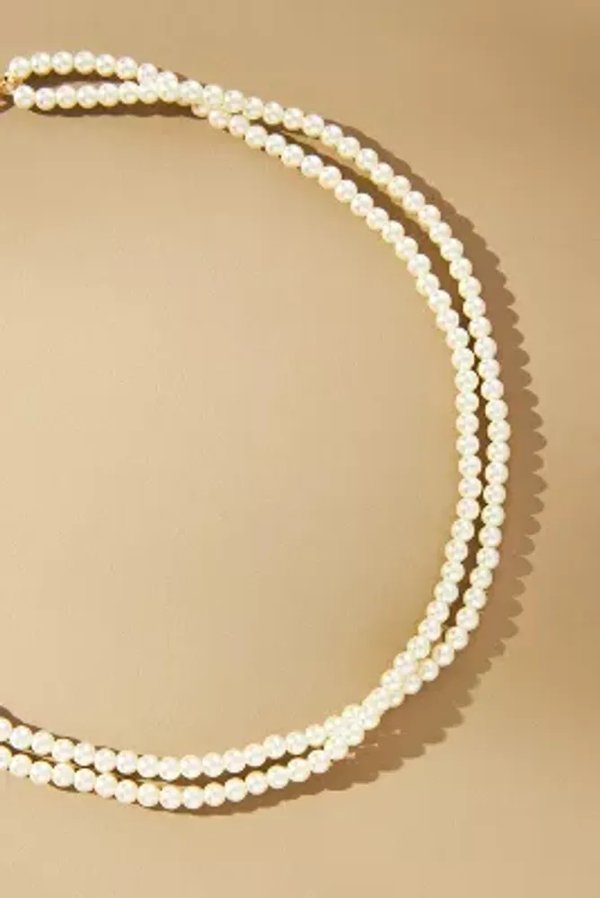 Double Pearl Strand Choker Necklace