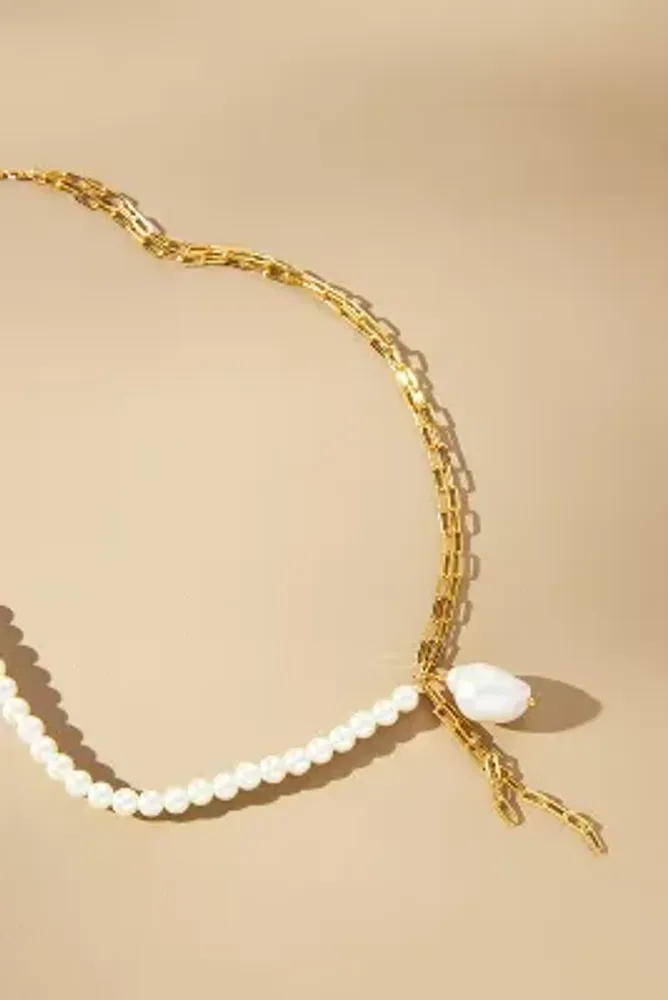 Pearl Drop Twisted Chain Necklace