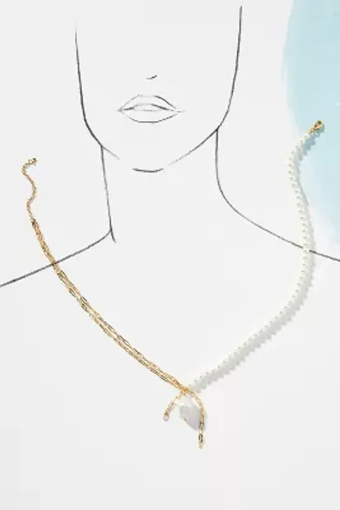 Pearl Drop Twisted Chain Necklace