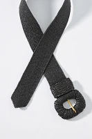 Raffia-Wrapped Stretch Waist Belt