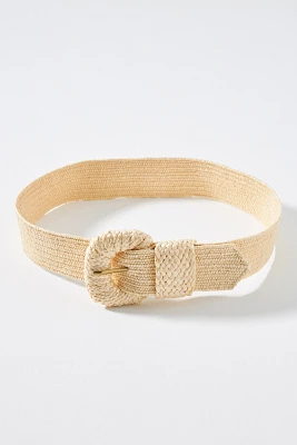 Raffia-Wrapped Stretch Waist Belt