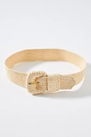 Raffia-Wrapped Stretch Waist Belt