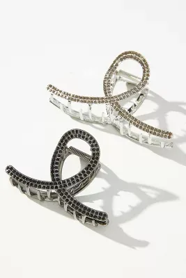 Pavé Loop Squiggle Hair Claw Clips, Set of 2