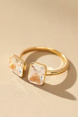 Double Crystal Open Cocktail Ring