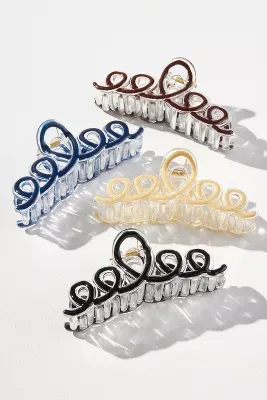 Squiggle Hair Claw Clips, Set of 4